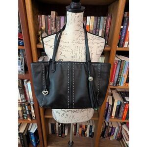 Brighton F450241 Women's Black Leather Shoulder Bag Purse Western Tassel